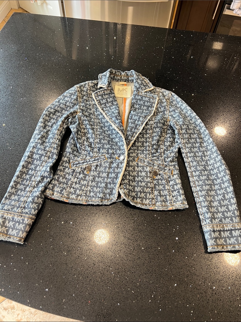 Michael Kors Light Blue MK Monogram Denim Jacket